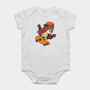 Comic owl rides skateboard Baby Bodysuit